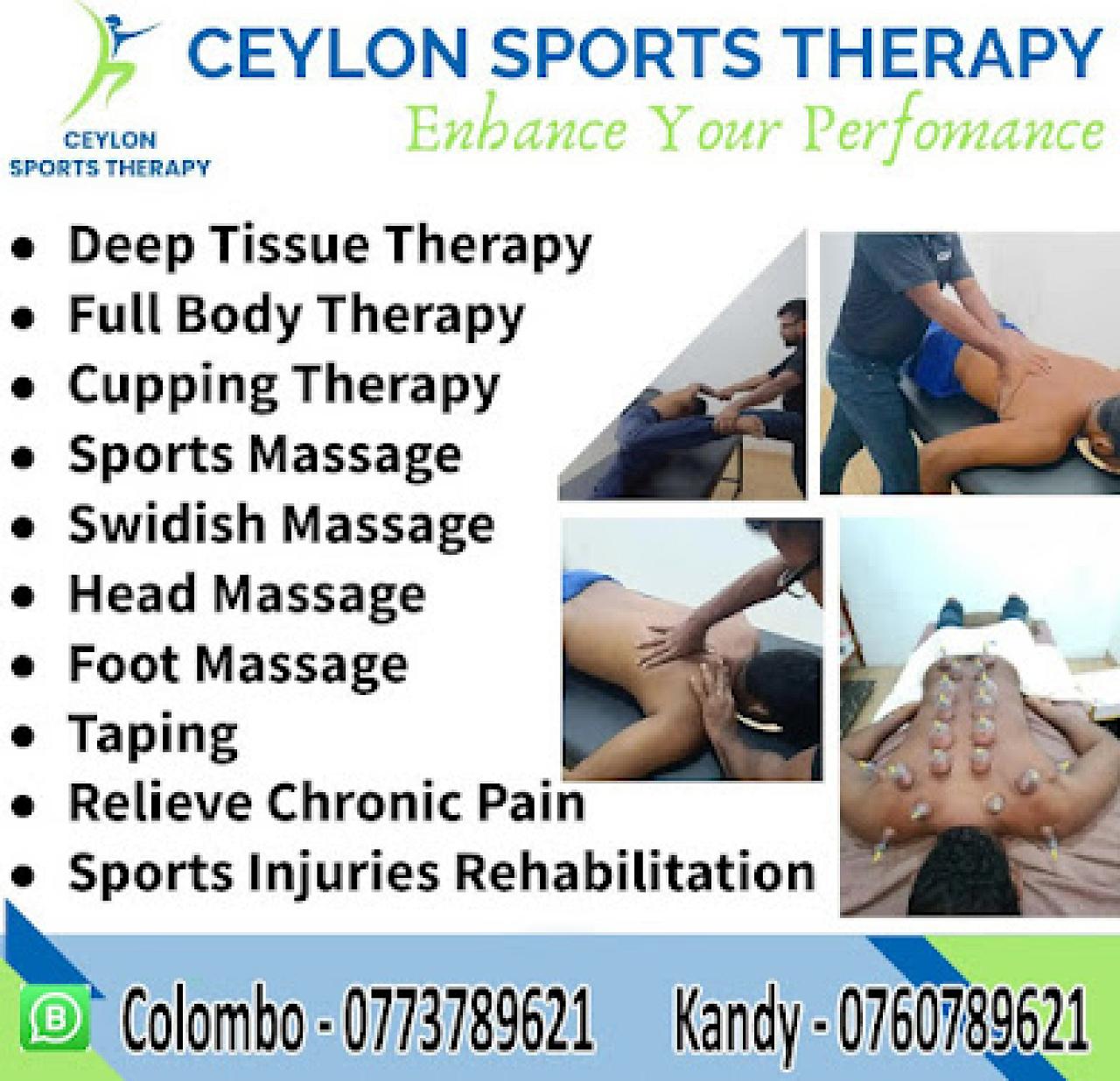 Ceylon Sports Therapy\Massage Professionals\ Sports physiotherapy consultation/Deep tissue and Sports Massage
